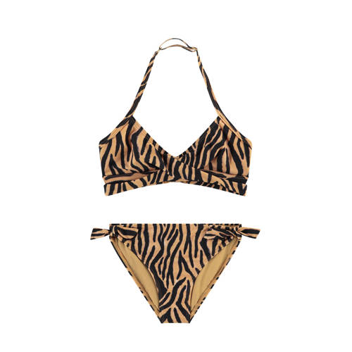 Beachlife triangel bikini bruin/zwart Meisjes Polyamide Zebraprint