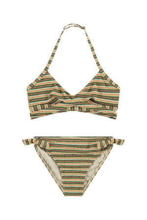 triangel bikini bruin/groen/wit