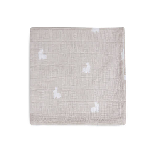 Jollein hydrofiel monddoekje Dotted&Rabbit Nougat GOTS set van 2 Monddoekjes Beige