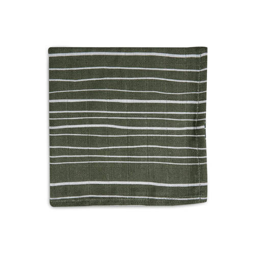 Jollein monddoekje Hydrofiel Stripe & olive Leaf Green (2pack) Monddoekjes Groen