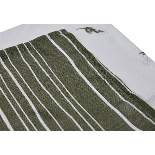 Jollein monddoekje Hydrofiel Stripe & olive Leaf Green (2pack) Monddoekjes Groen