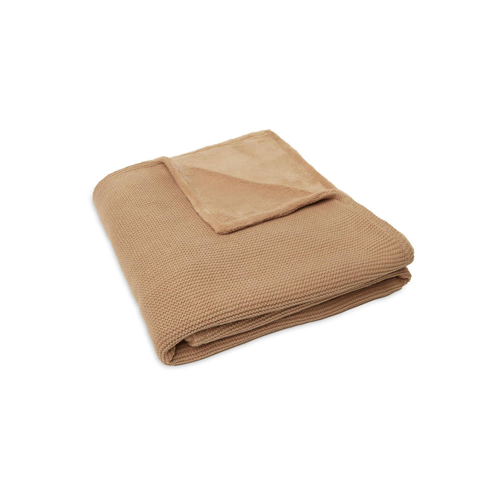 Jollein baby ledikantdeken 100x150cm Basic Knit Biscuit/Fleece