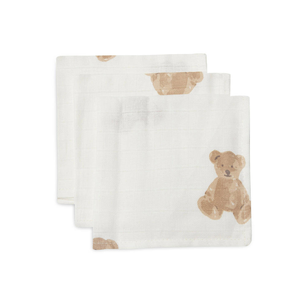 Jollein hydrofiel monddoekje Teddy bear - set van 3