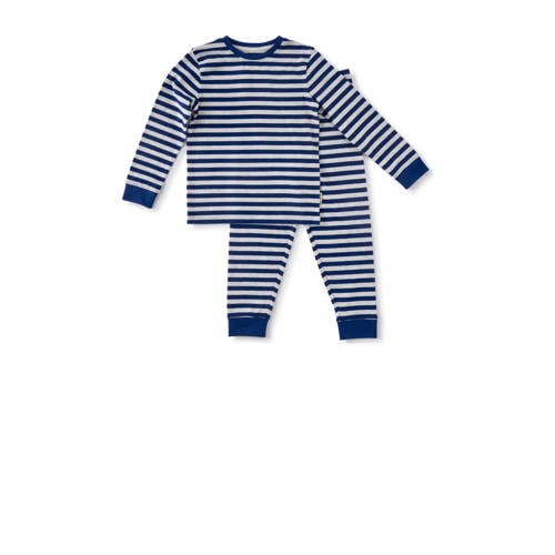 Little Label gestreepte pyjama van biologisch katoen blauw Jongens Stretchkatoen Ronde hals