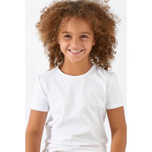 Little Label T-shirt van biologisch katoen - set van 3 wit Meisjes Stretchkatoen Ronde hals