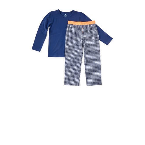 Little Label geruite pyjama van biologisch katoen blauw Jongens Stretchkatoen Ronde hals
