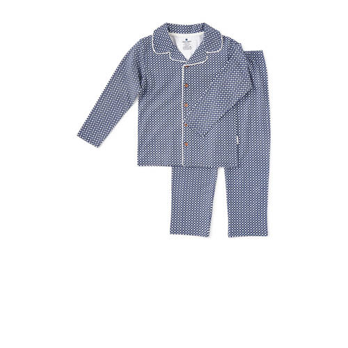 Little Label geruite pyjama van biologisch katoen blauw Jongens Stretchkatoen (duurzaam) Klassieke kraag 