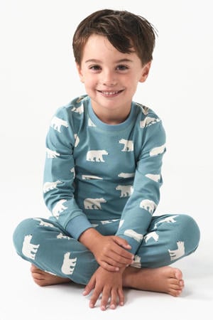 pyjama met dierenprint van katoen blauw