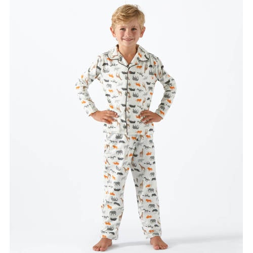 Little Label pyjama van biologisch katoen met dierenprint multi Jongens Stretchkatoen Klassieke kraag
