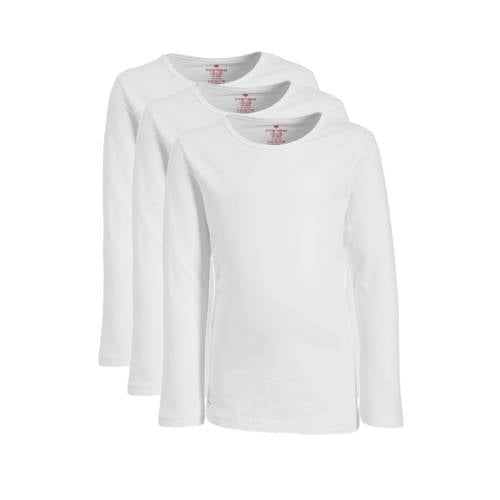 Little Label longsleeve - set van 3 van katoen wit Meisjes Stretchkatoen Ronde hals - maat 158/164 afbeelding