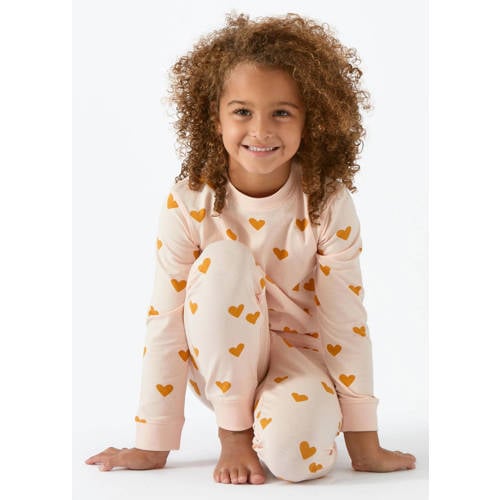 Little Label pyjama met hartjes van katoen roze Meisjes Stretchkatoen Ronde hals