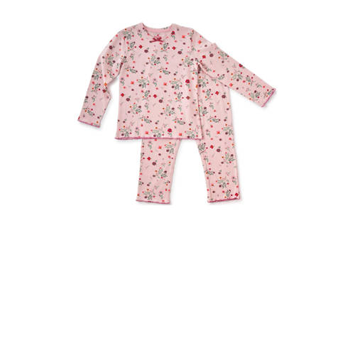 Little Label gebloemde pyjama van biologisch katoen roze Meisjes Stretchkatoen Ronde hals