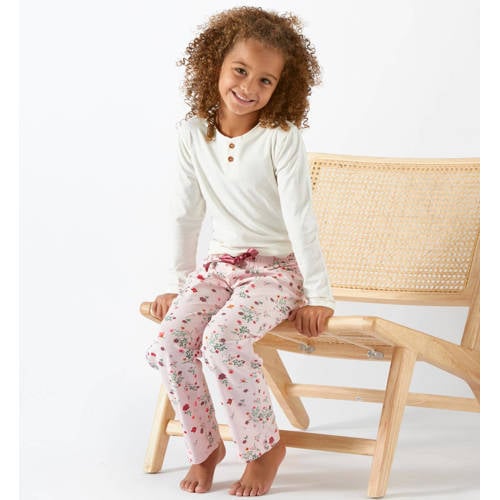 Little Label gebloemde pyjama van biologisch katoen roze Meisjes Stretchkatoen Ronde hals