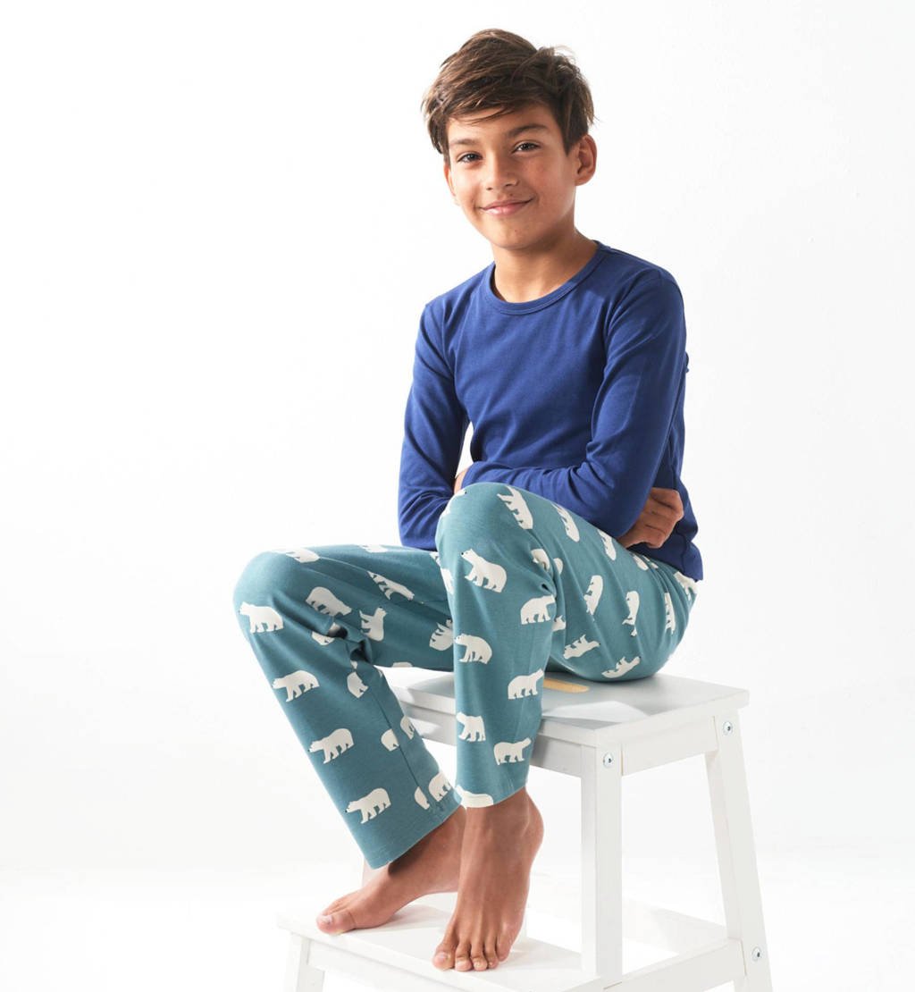 pyjama met dierenprint van biologisch katoen blauw