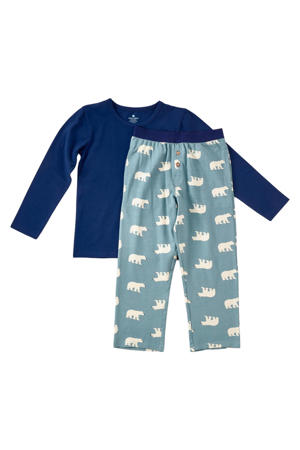 pyjama met dierenprint van katoen blauw