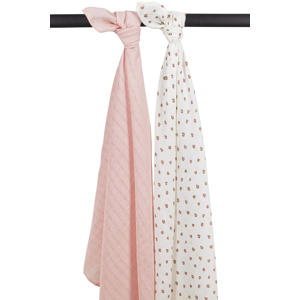 hydrofiele swaddle Mini Panther 120x120 cm - Soft Pink (set van 2)
