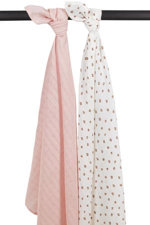 hydrofiele swaddle Mini Panther 120x120 cm - Soft Pink (set van 2)
