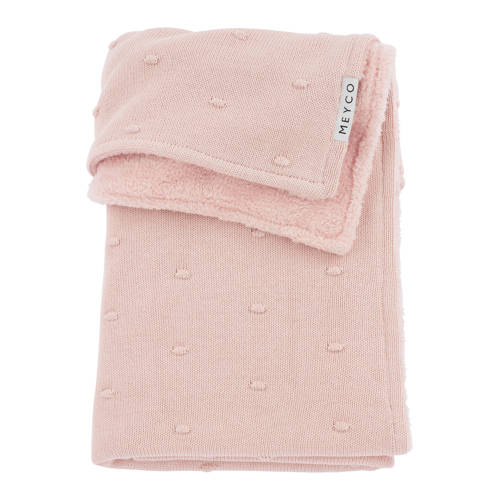 Meyco reversible baby wiegdeken Mini Knots Teddy 75x100 cm Soft Pink Babydeken Roze afbeelding