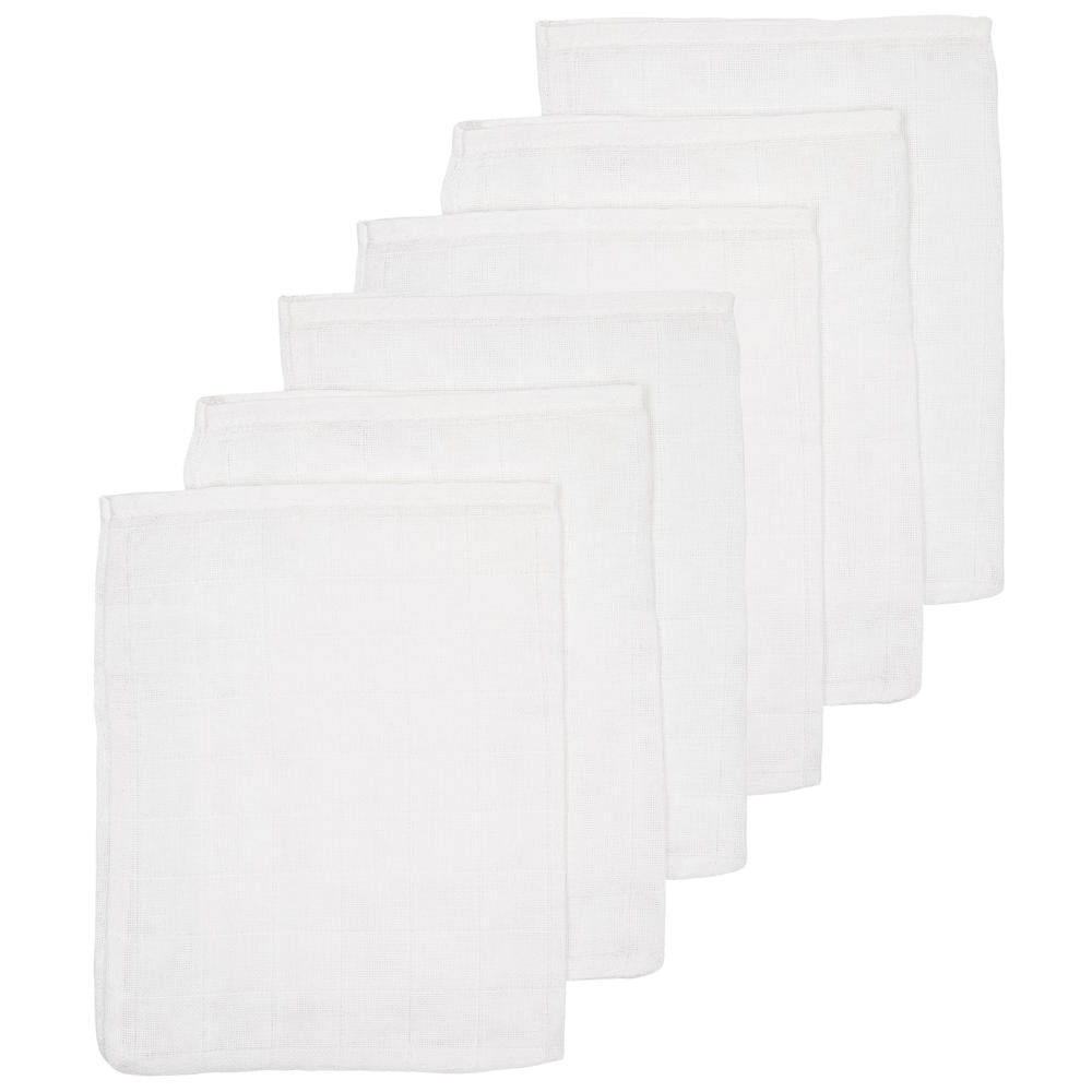 Meyco hydrofiel baby washandje Uni - Wit (set van 6)