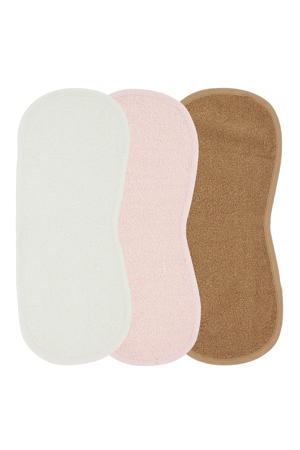 schoudermodel spuugdoekje Basic Badstof - set van 3 Offwhite/Soft Pink/Toffee