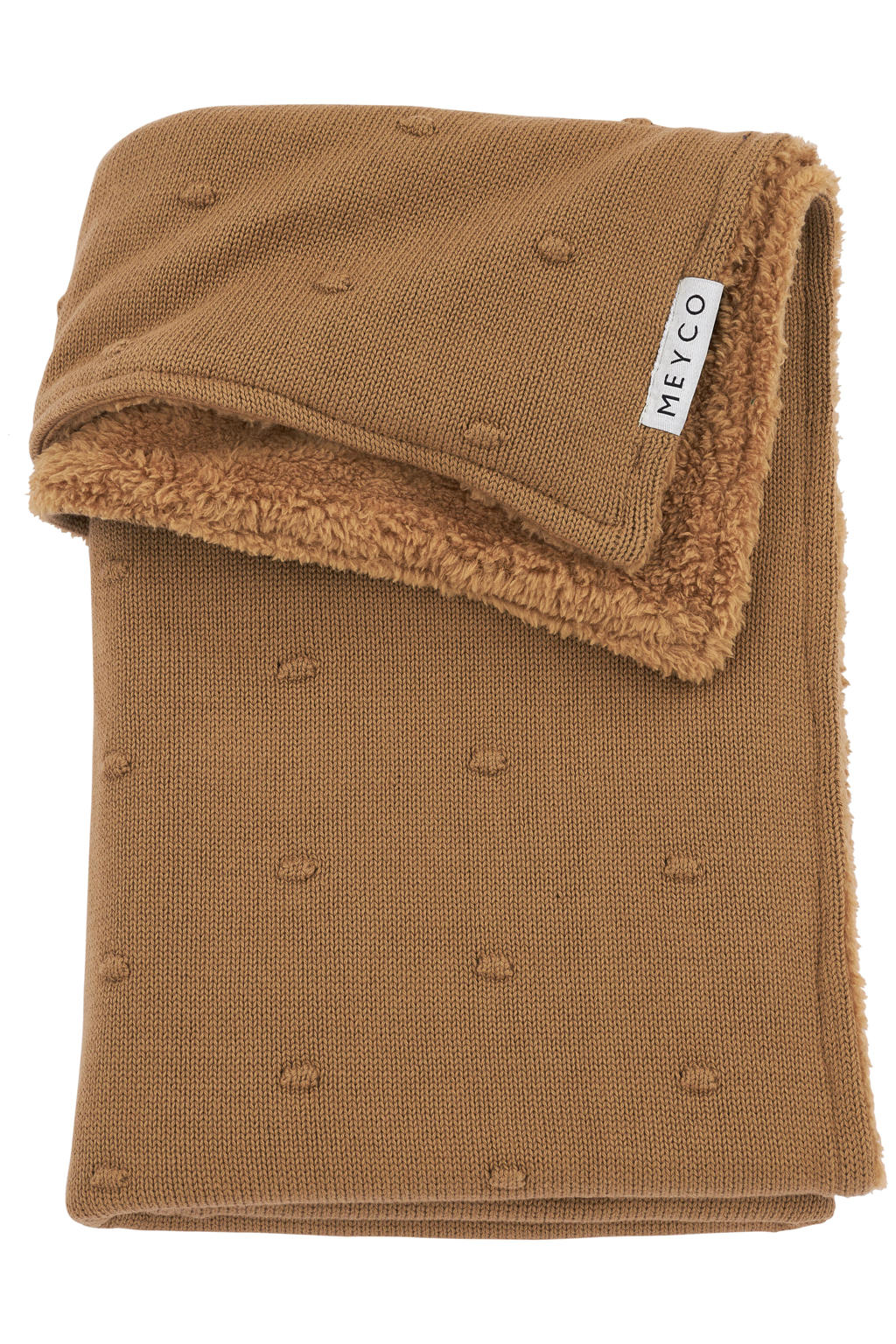 Meyco reversible baby wiegdeken Mini Knots Teddy 75x100 cm Toffee