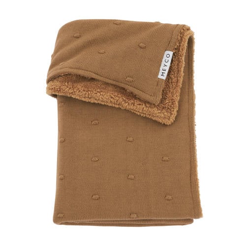 Meyco reversible baby ledikantdeken Mini Knots Teddy 100x150 cm Toffee Babydeken Bruin