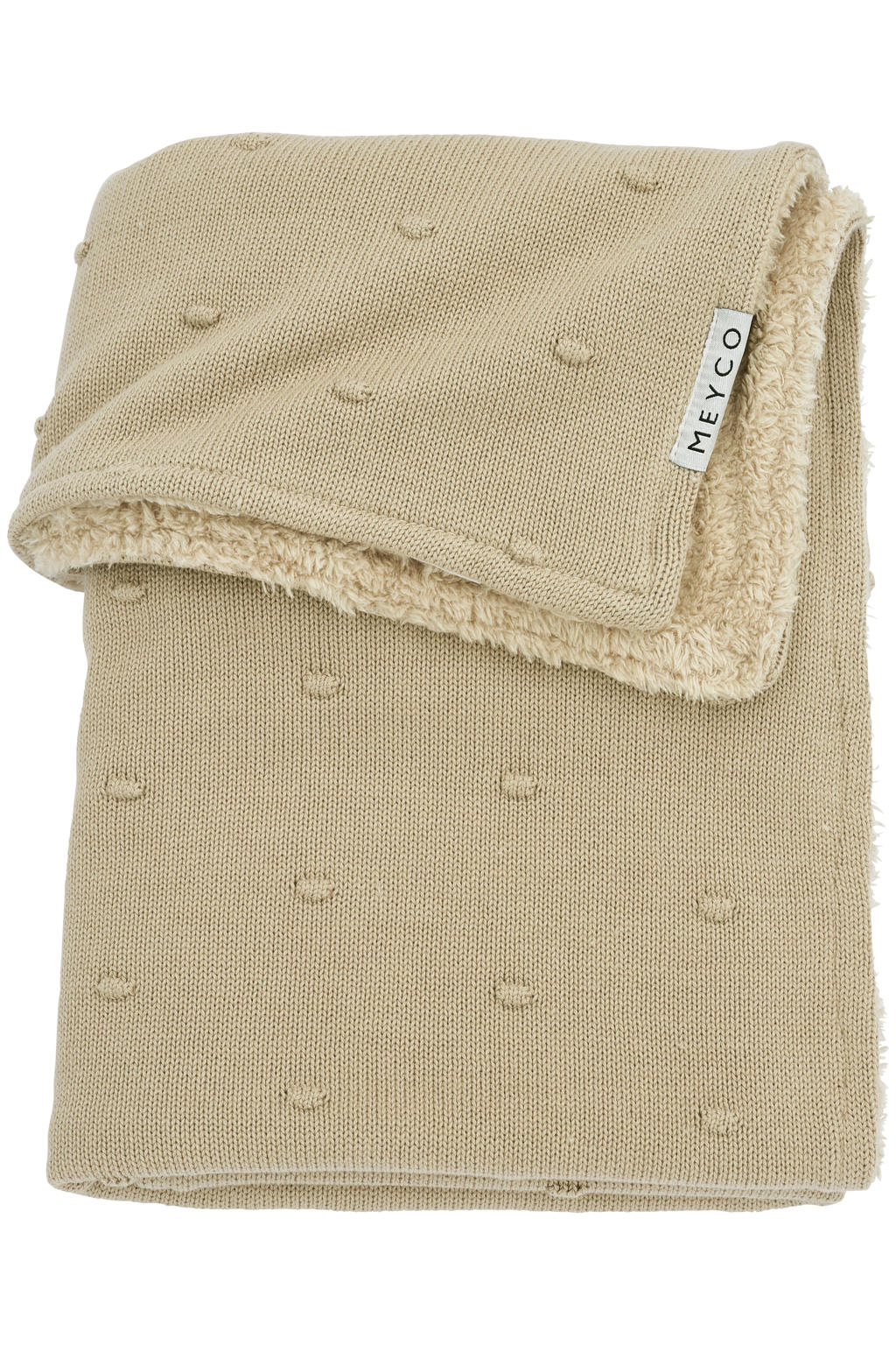 Meyco reversible baby ledikantdeken Mini Knots Teddy 100x150 cm Sand
