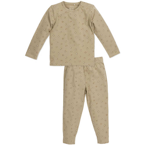 Meyco pyjama Mini Panther Sand Bruin Jongens/Meisjes Katoen Ronde hals