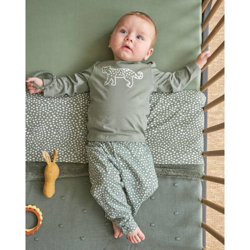 Meyco pyjama Cheetah set van 2 Forest Green Groen Jongens Meisjes Katoen Ronde hals 50 56