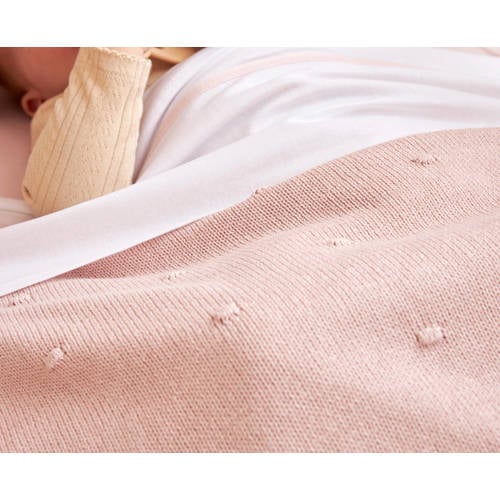 Meyco baby wiegdeken Mini Knots 75x100 cm Soft Pink Babydeken Roze Stip