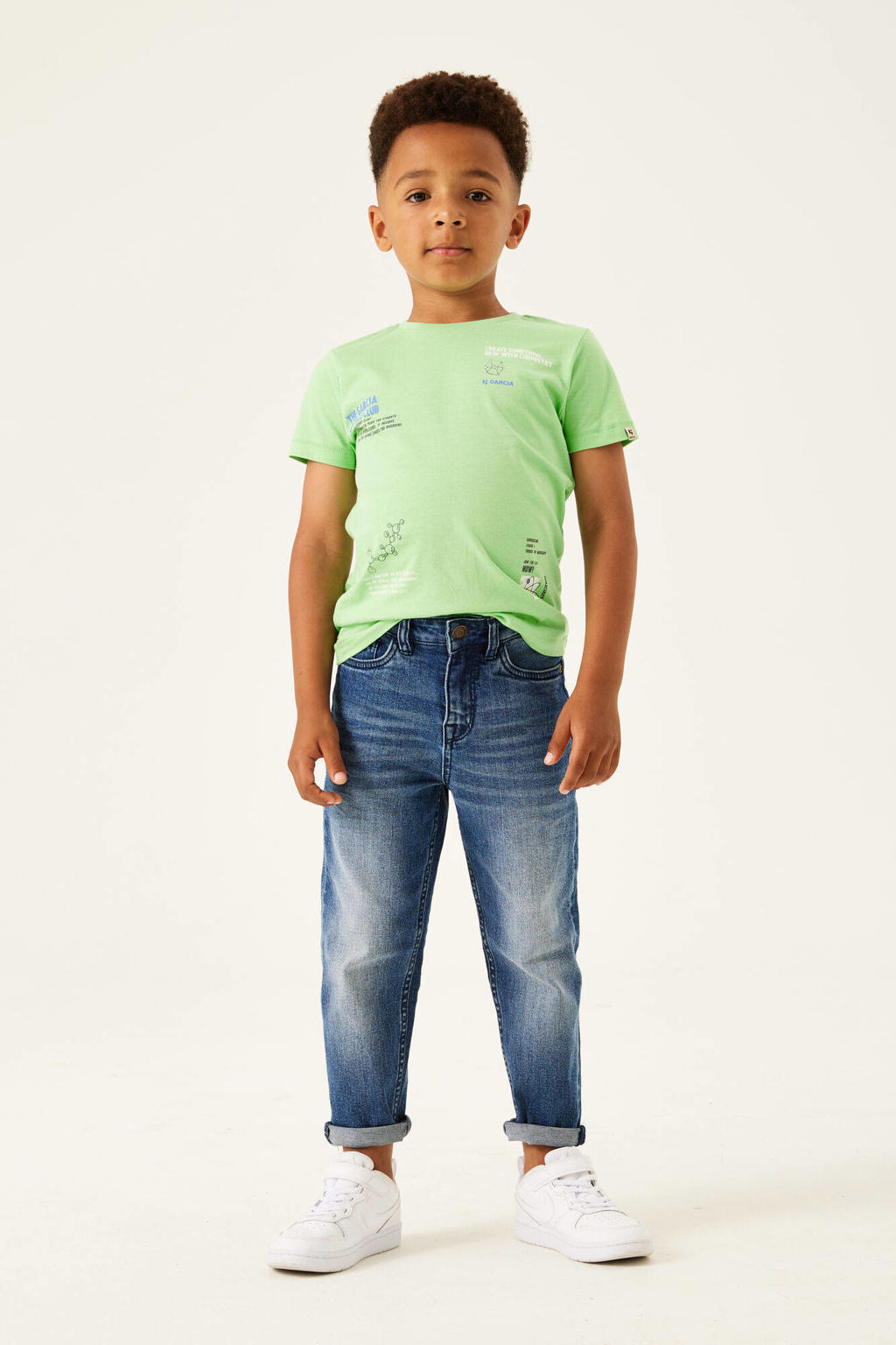 Groene jongens Garcia T-shirt van katoen met printopdruk, korte mouwen en ronde hals