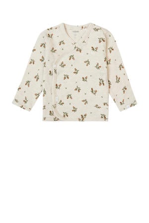 baby longsleeve Nicosia met katoen ecru/groen/bruin