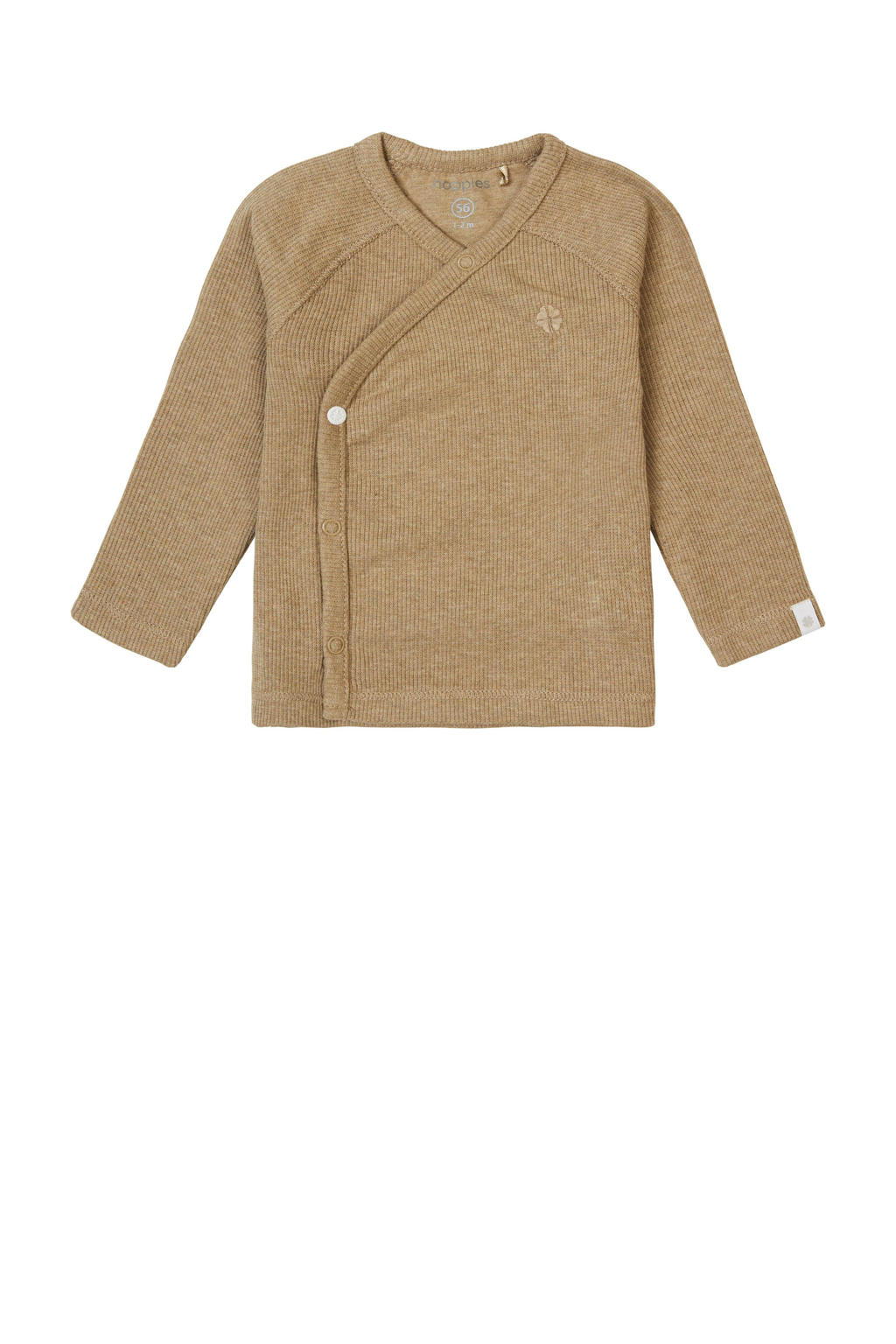 Lichtgroene jongens en meisjes Noppies baby baby longsleeve Nanyuki van katoen met effen, lange mouwen, V-hals en drukknoopsluiting