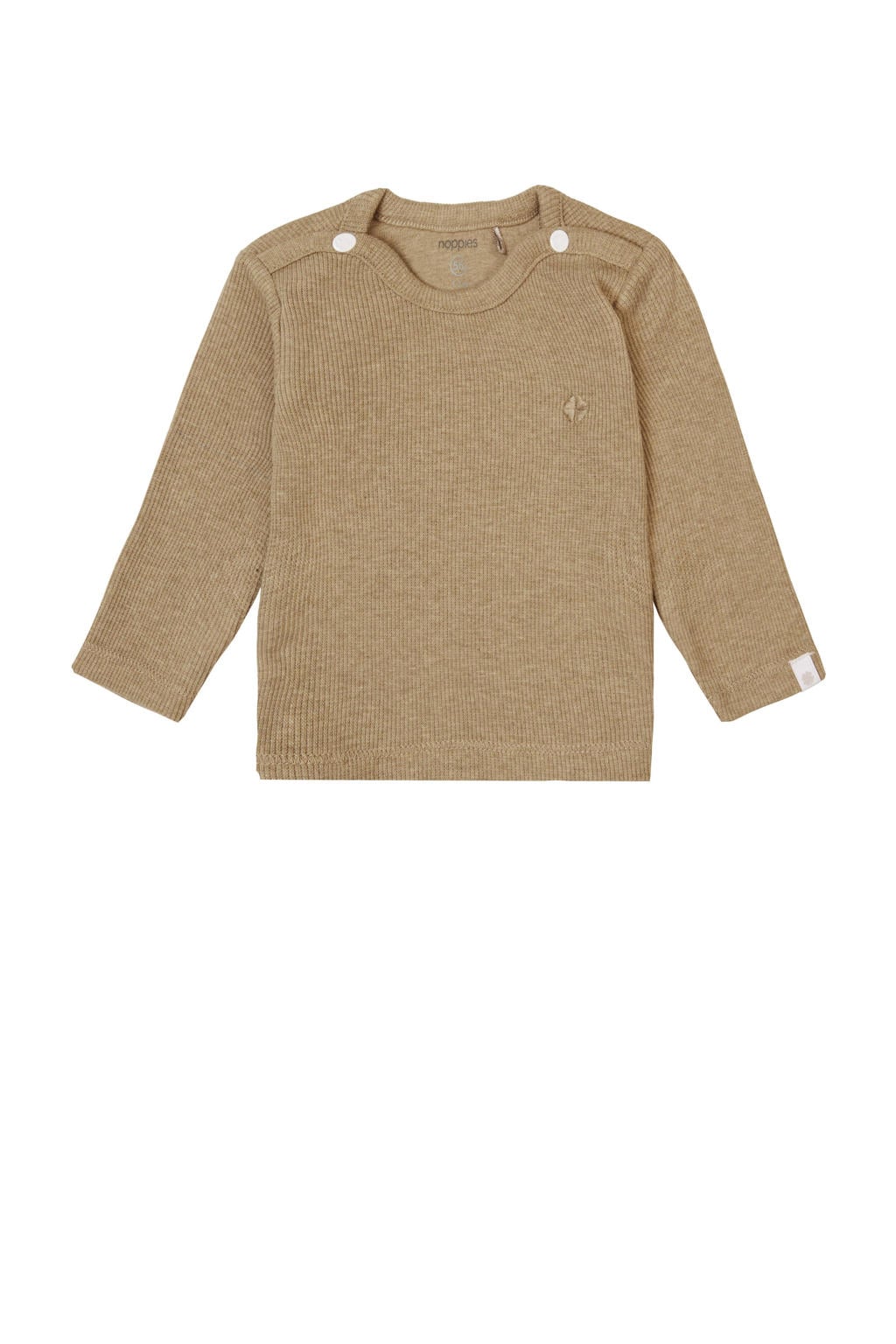 Lichtgroene jongens en meisjes Noppies baby longsleeve Natal van katoen met effen, lange mouwen, ronde hals, drukknoopsluiting en borduursels
