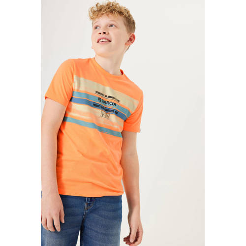 Garcia T-shirt met printopdruk oranje Jongens Katoen Ronde hals Printopdruk