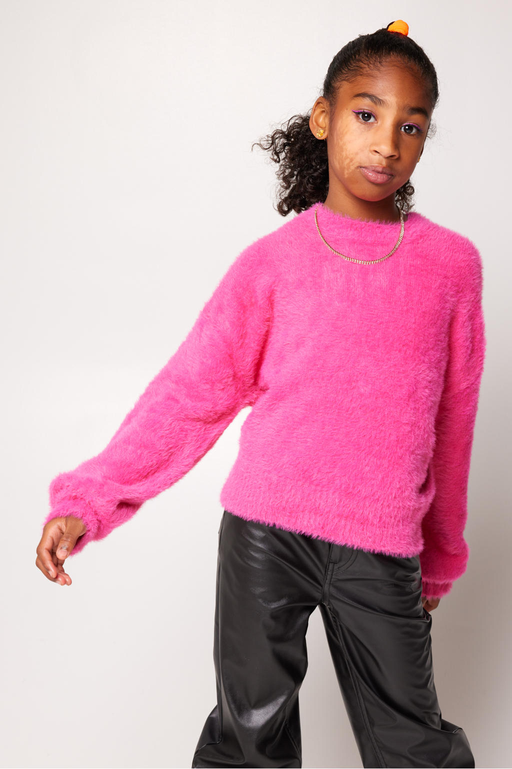 Roze meisjes CoolCat Junior trui Kaylee CG van polyamide met lange mouwen en ronde hals