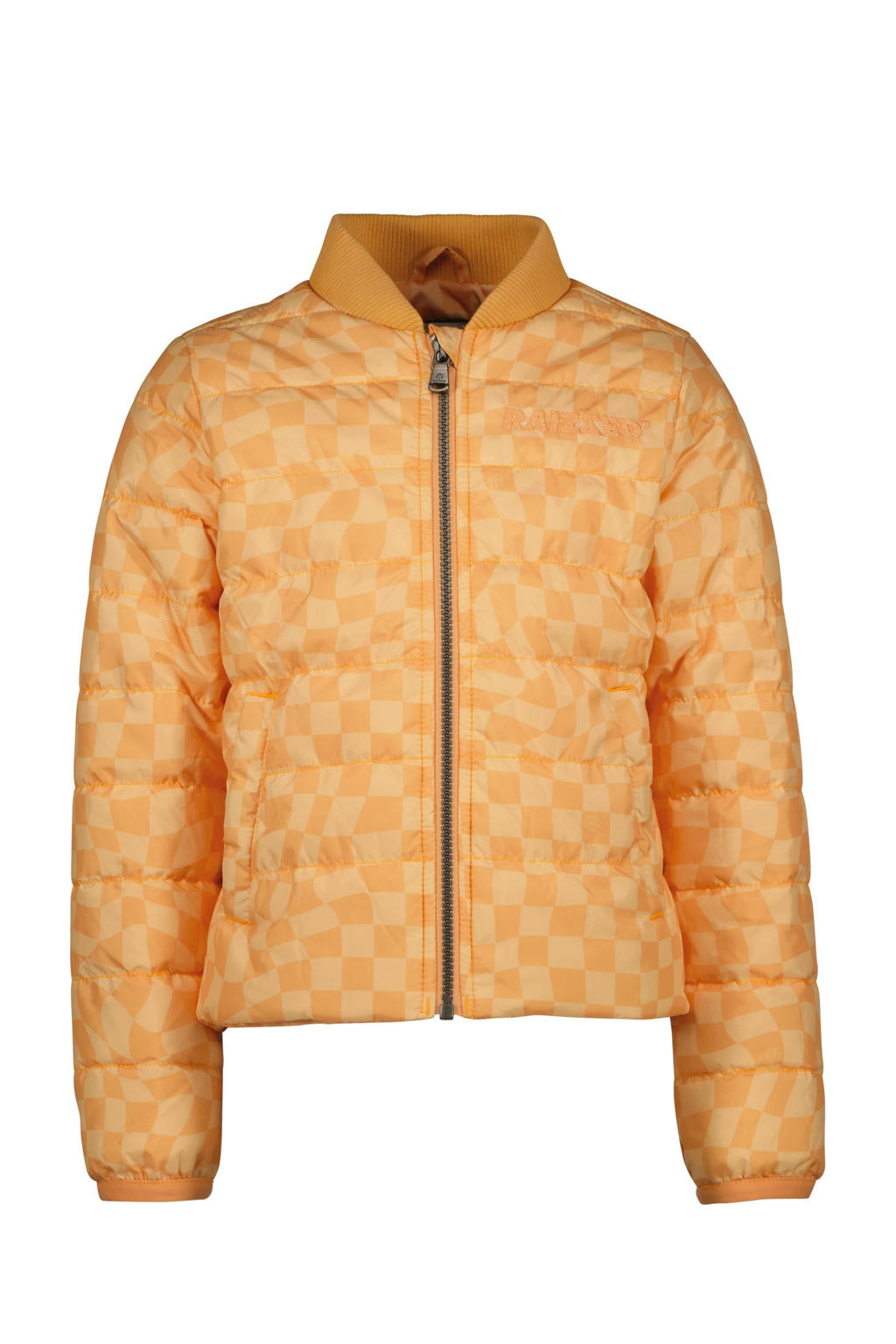 Oranje meisjes Raizzed bomberjack Savannah van nylon met effen, lange mouwen, ronde hals en ritssluiting
