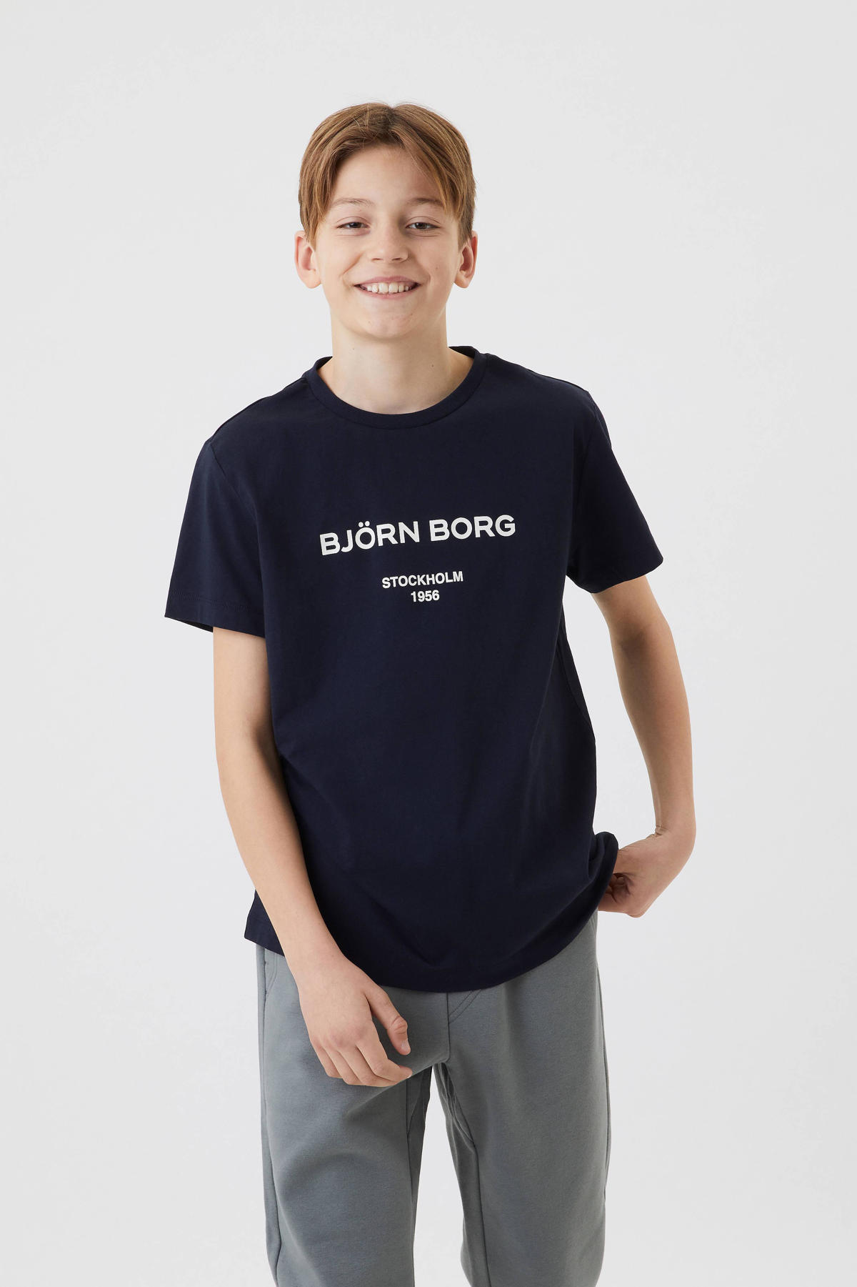 mout Fascinerend kolf Björn Borg T-shirt met logo donkerblauw | kleertjes.com