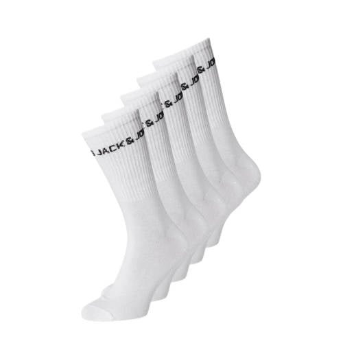 JACK & JONES JUNIOR sokken JACBASIC - set van 5 wit Jongens Katoen Logo - maat 33/37 afbeelding