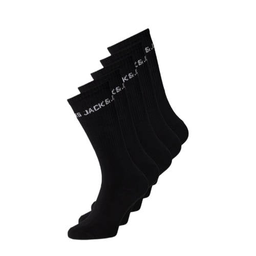 JACK & JONES JUNIOR sokken JACBASIC - set van 5 zwart Jongens Katoen Logo
