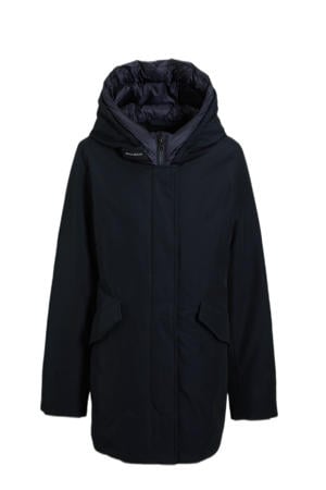 winterjas met all over print blauw