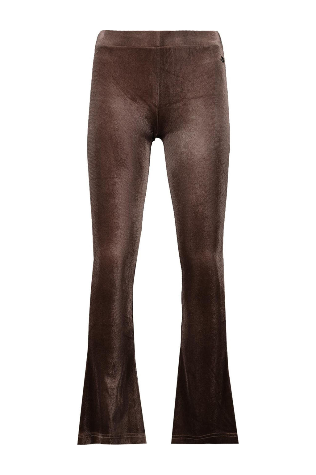 Bruine meisjes CoolCat Junior velours flared broek Pia CG met regular waist en elastische tailleband