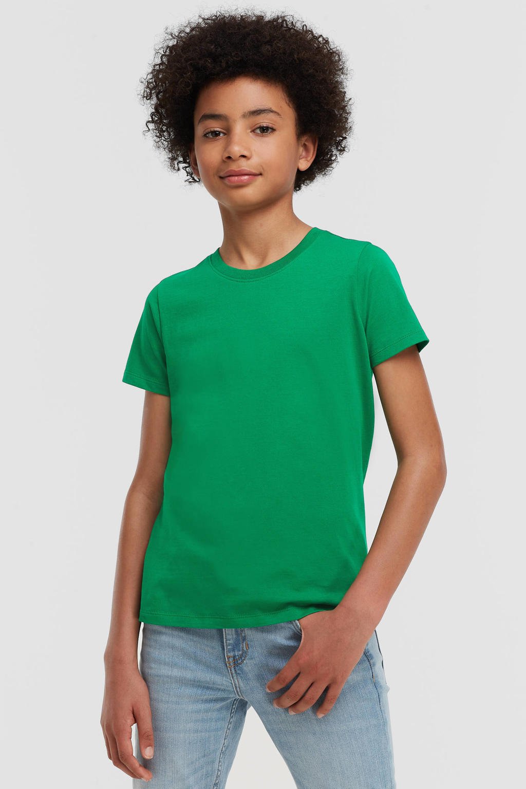 Groene jongens anytime T-shirt van katoen met korte mouwen en ronde hals
