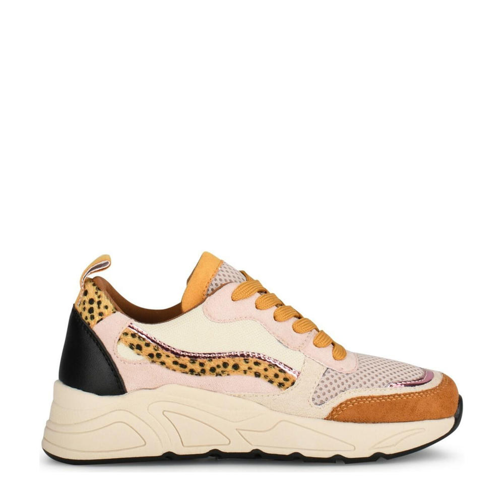Multikleurige meisjes POSH by Poelman sneakers van leer met chunky hak en veters