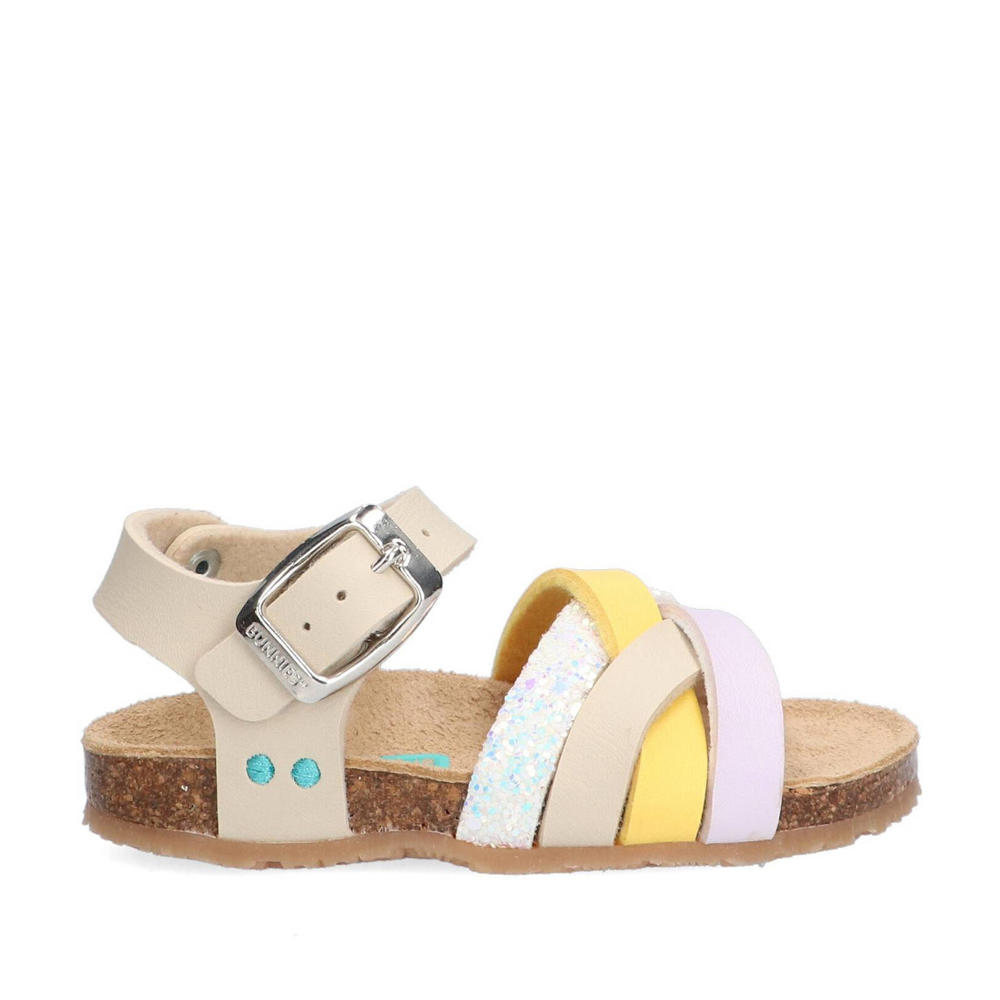 Beige meisjes Bunnies Becky Beach sandalen van imitatieleer met gesp