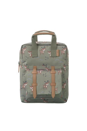  rugzak Deer Small met all-over print olijfgroen