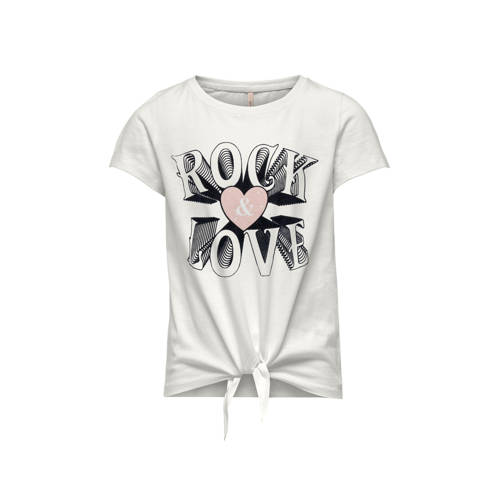 KIDS ONLY GIRL T-shirt KOGMAGGIE met printopdruk wit Meisjes Katoen Ronde hals