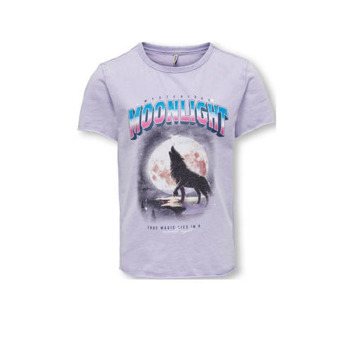KIDS ONLY GIRL T-shirt KOGLUCY met printopdruk lila Paars Meisjes Katoen Ronde hals - 110/116