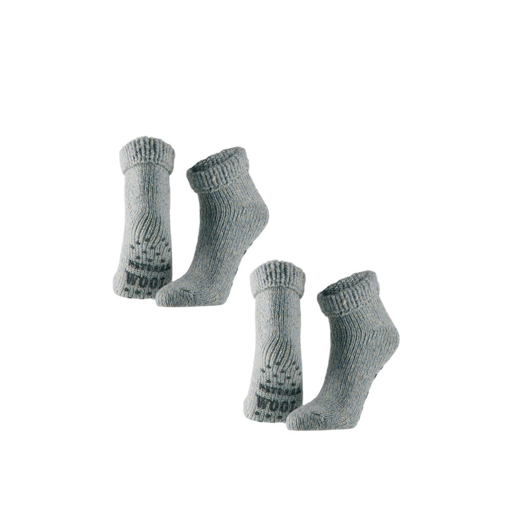 Apollo gemeleerde huisssokken - set van 2 grijs/blauw