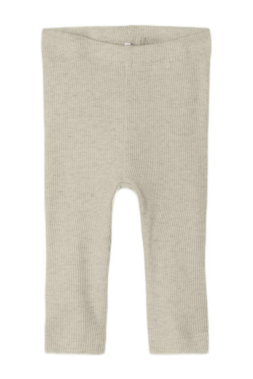 Ecru NAME IT BABY baby gemêleerde skinny broek melange van katoen met regular waist en elastische inzet